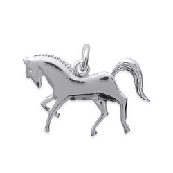 Pendentif en argent 925 rhodié cheval ciselé équitation obrillant-bijoux