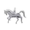 Pendentif en argent 925/1000 rhodié cheval finement ciselé équestre