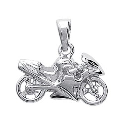 Pendentif argent 925 moto ciselé motard sport obrillant-bijoux