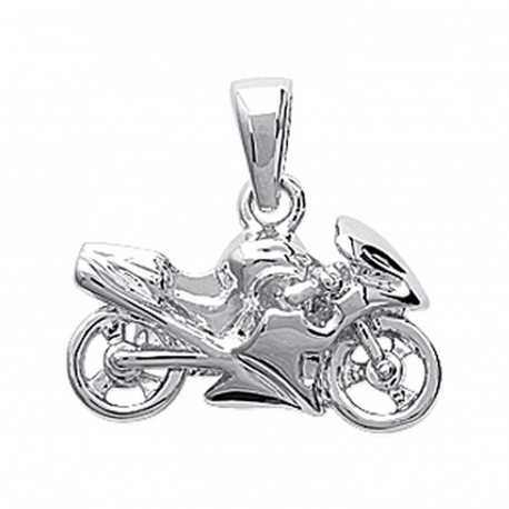 Pendentif argent 925 moto ciselé motard sport obrillant-bijoux