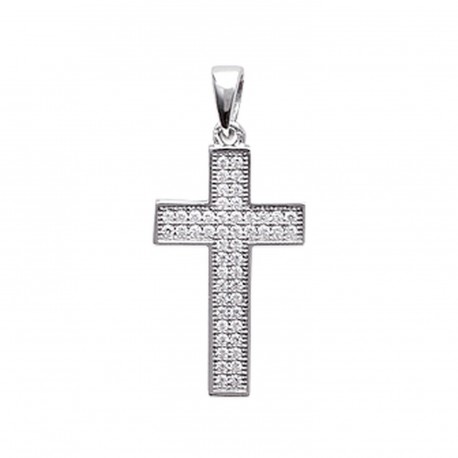 Pendentif croix argent pavé zirconium pas cher obrillant-bijoux