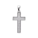 Pendentif croix pavé oxydes de zirconium en argent