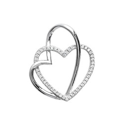 Pendentif doubles coeurs entrelacés en zirconium et argent st valentin obrillant-bijoux