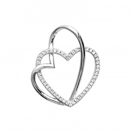 Pendentif doubles coeurs entrelacés en zirconium et argent st valentin obrillant-bijoux