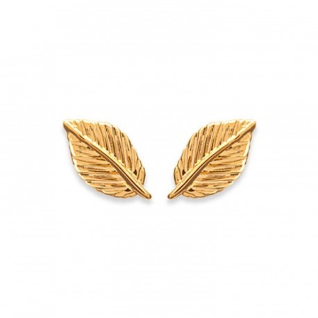 Boucles d'oreilles puces plaqué or fines feuilles ciselées obrillant-bijoux