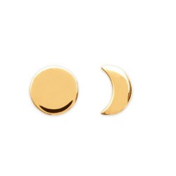 Boucles d'oreilles puces plaqué or pastille et lune ligne full moon obrillant-bijoux