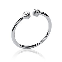 Bague ouverte en argent massif 925 rhodié pierres serties clos en zirconium blanc Obrillant-Bijoux