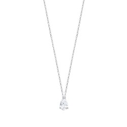 Collier en argent massif 925/1000 rhodié pierre goutte poire en zirconium blanc Obrillant-Bijoux