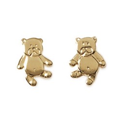 Boucles d'oreilles enfant puces en plaqué or petit ourson Obrillant-Bijoux