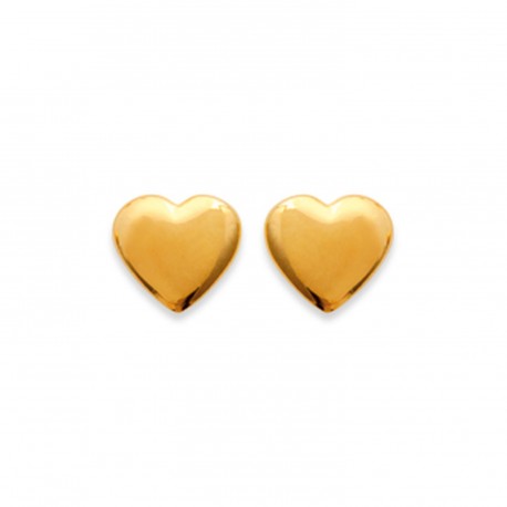 Boucles d'oreilles puces en plaqué or cœur obrillant-Bijoux