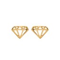 Boucles d'oreilles puces en plaqué or motif diamant