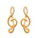 Boucles d'oreilles puces en plaqué or clé de sol thème musique