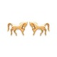Boucles d'oreilles puces plaqué or cheval ciselé thème équitation obrillant-bijoux
