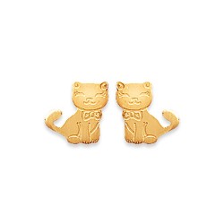 Boucles d'oreilles puces plaqué or enfant petits chats obrillant-bijoux