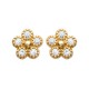Boucles d'oreilles puces plaqué or fleur pavé pierres serties zirconium obrillant-bijoux