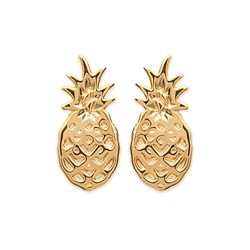 Boucles d'oreilles plaqué or puces ananas fruit ciselé obrillant-bijoux