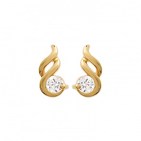 Boucles d'oreilles puces plaqué or style design pierre zirconium obrillant-bijoux