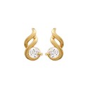 Boucles d'oreilles puces en plaqué or style design pierre en zirconium blanc