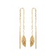 Boucles d'oreilles longues plaqué or plume ciselé obrillant-bijoux