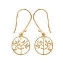 Boucles d'oreilles crochets en plaqué or cercle arbre de vie