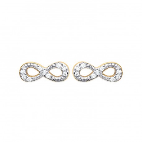 Boucles d'oreilles puces plaqué or nœud infini pavé zirconium st valentin obrillant-bijoux
