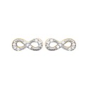 Boucles d'oreilles puces en plaqué or nœud infini pavé en zirconium blanc