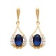 Boucles d'oreilles plaqué or style royal pierre cristal bleu zirconium obrillant-bijoux