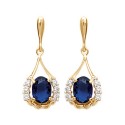 Boucles d'oreilles en plaqué or style royal pierre en cristal bleu et zirconium