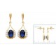 Boucles d'oreilles plaqué or style royal pierre cristal bleu zirconium obrillant-bijoux