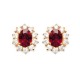 Boucles d'oreilles puces plaqué or style royal cristal rouge pavé zirconium obrillant-bijoux