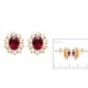 Boucles d'oreilles puces plaqué or style royal cristal rouge pavé zirconium obrillant-bijoux