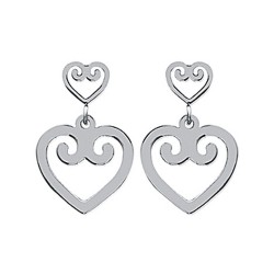 Boucles d'oreilles en acier inoxydable pendantes coeurs ciselés baroque obrillant-bijoux