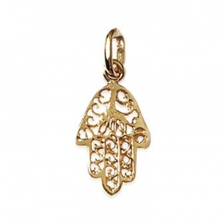 Pendentif plaqué or petite main de Fatima dentelle religion obrillant-bijoux