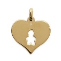Pendentif plaqué or cœur ciselé petit garçon enfant évidé