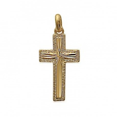 Pendentif plaqué or croix ciselé religion obrillant-bijoux
