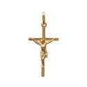 Pendentif plaqué or croix 32 mm christ ciselé religion catholique