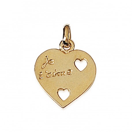 Pendentif plaqué or cœur Je t'aime st valentin pas cher obrillant-bijoux