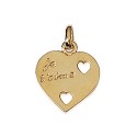 Pendentif plaqué or cœur finement gravé message " Je t'aime "