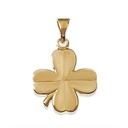 Pendentif plaqué or trèfle à quatre feuilles ciselés chance obrillant-bijoux