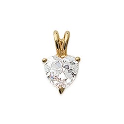Pendentif plaqué or pierre en forme de cœur en zirconium blanc obrillant-bijoux