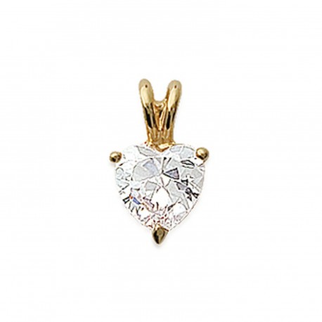 Pendentif plaqué or pierre en forme de cœur en zirconium blanc obrillant-bijoux