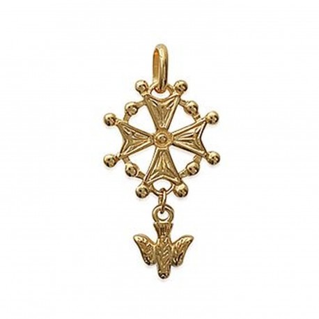Pendentif plaqué or croix Huguenotte protestante obrillant-bijoux