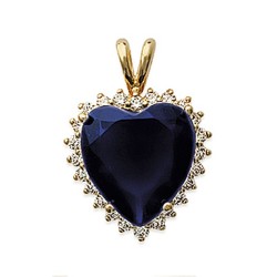 Pendentif en plaqué or coeur de l'océan pierre en cristal bleu pavé zirconium blanc obrillant-bijoux