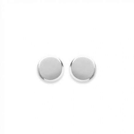 Boucles d'oreilles puces en argent massif 925/1000 rhodié pastilles cercles 6 mm obrillant-bijoux