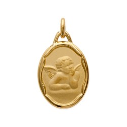 Pendentif plaqué or médaille ovale ange obrillant-bijoux