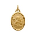 Pendentif plaqué or médaille ovale petit ange ciselé