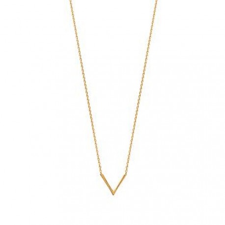 Collier en plaqué or motif V finement ciselé mode et chic obrillant-bijoux