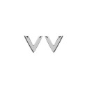 Boucles d'oreilles puces en argent massif 925/1000 rhodié petit V