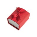 Ecrin cartonné rouge pour bagues petit noeud en satin