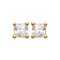Puces d'oreilles en plaqué or pierre carré en zirconium blanc 4 mm